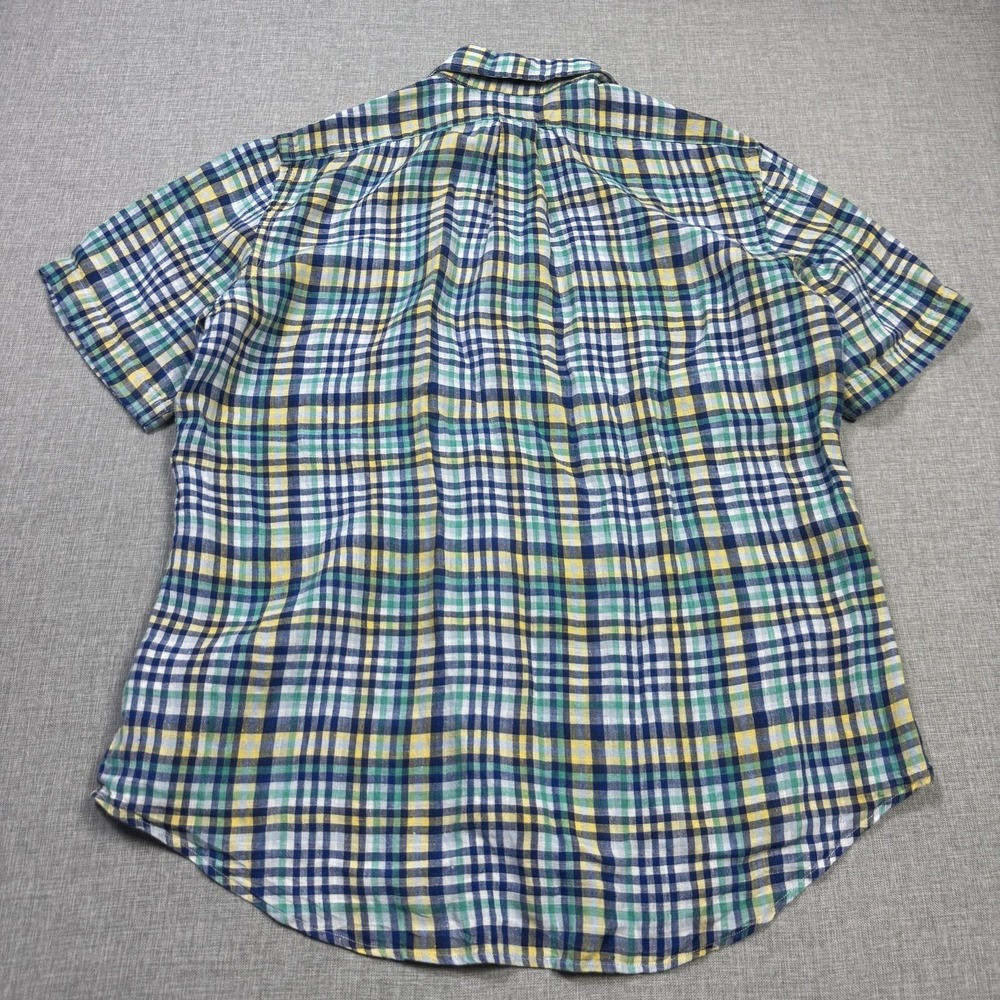 Brooks Brothers Linen Button-Up Shirt Mens L Multicolor Plaid Short Sleeve - Picture 6 of 9